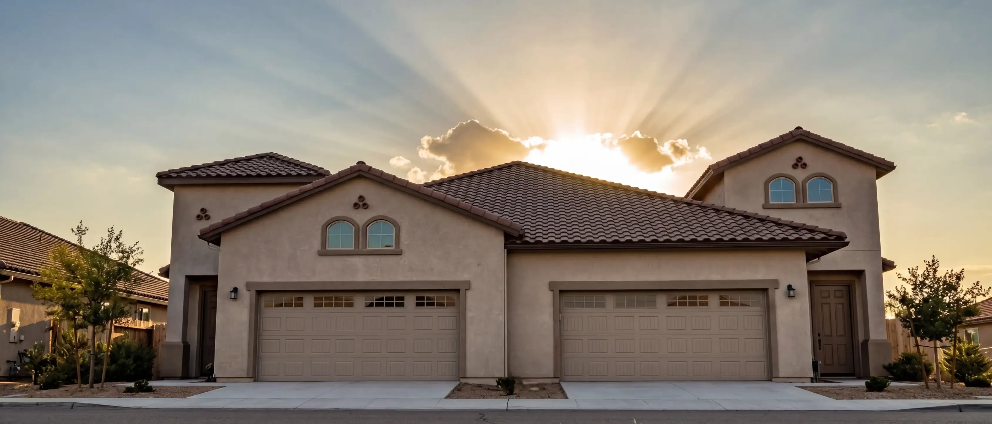 Anabella Homes exterior at sunset